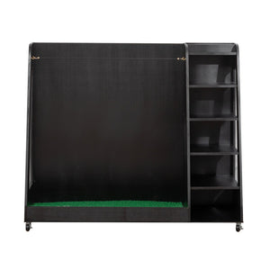 English Elm Gray Wooden Golf Organizer Rack with Drawers for Garage Club Bag Shoe Storage Black W1422P296367