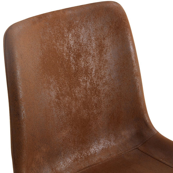 English Elm Table and Chair Set Industrial Walnut Six Seat Dining with Metal Frame Brown Fabric W1151S02436