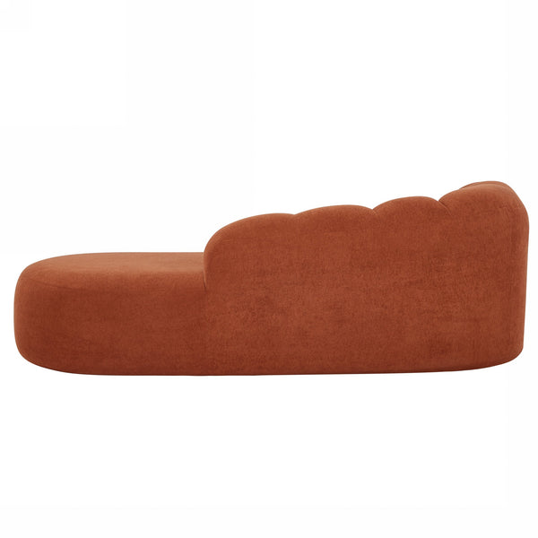 English Elm 80" Curved Sofa Scalloped Bubble Back Polyester Upholstered Modern Living Room Seating Dark Orange N771P397555C