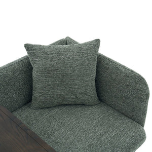 English Elm Leisure Linen Accent Chair with Built-in Side Table Pockets and Lumbar Pillow Modern Emerald W395P453314