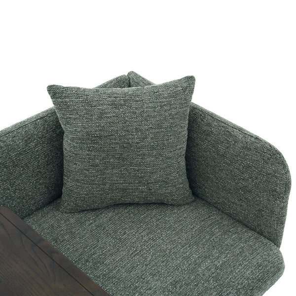 English Elm Leisure Linen Accent Chair with Built-in Side Table Pockets and Lumbar Pillow Modern Emerald W395P453314