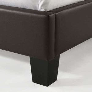 English Elm Julesburg Twin Corner Bed Brown PU with Tufted Headboard, USB A+C Ports & Sensor Night Lights B2740P372708