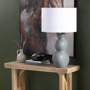 Crestview Collection 31" H Elegant Ceramic Table Lamp With Grey Curved Design & White Linen Shade For Any Room Decor   Cvazp135