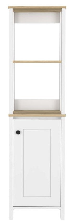 English Elm St. Clair Linen Cabinet with One-Door Design, Two Interior Shelves & Two Open Display Shelves, Stylish Engineered Wood Storage Multicolor 33 L x 22 W x 7 H B070P188851