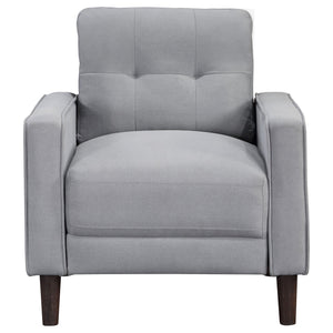 English Elm Harvey Grid Tufted Accent Chair in Grey Fabric with Tapered Legs for Any Room B062P440342