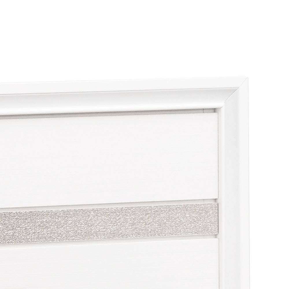 English Elm Madrid Queen Bed With Under-Bed Storage, Elegant White Finish & Silver Trim - Modern Bedroom Centerpiece B078S00615