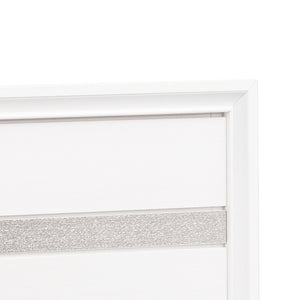 English Elm Madrid Queen Bed With Under-Bed Storage, Elegant White Finish & Silver Trim - Modern Bedroom Centerpiece B078S00615