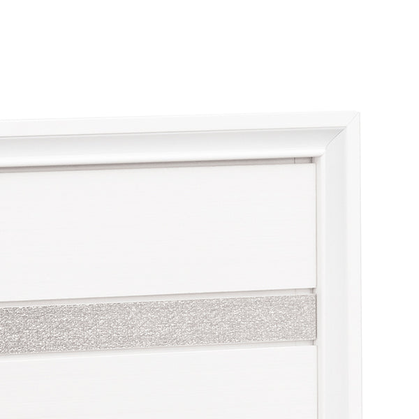 English Elm Madrid Queen Bed With Under-Bed Storage, Elegant White Finish & Silver Trim - Modern Bedroom Centerpiece B078S00615