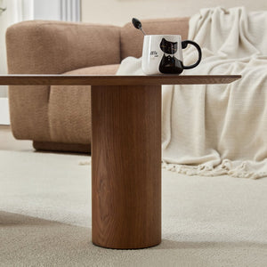 English Elm Modern Oval Ash Veneer Coffee Table with Hidden Storage for Minimalist Living Rooms Grey,Walnut W2085S00104