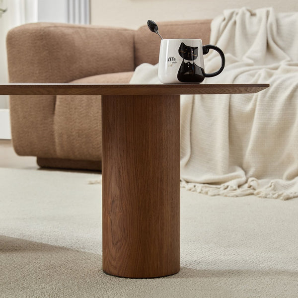English Elm Modern Oval Ash Veneer Coffee Table with Hidden Storage for Minimalist Living Rooms Grey,Walnut W2085S00104