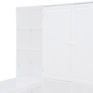 English Elm Twin Size Daybed With Storage Drawers, Desk & Shelves - Stylish Space-Saving Furniture In White N820S00054K-GIGA