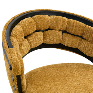 English Elm Set of 2 Chenille Upholstered Counter Stools with Iron Legs for Kitchen Islands Black,Yellow W3875P370852