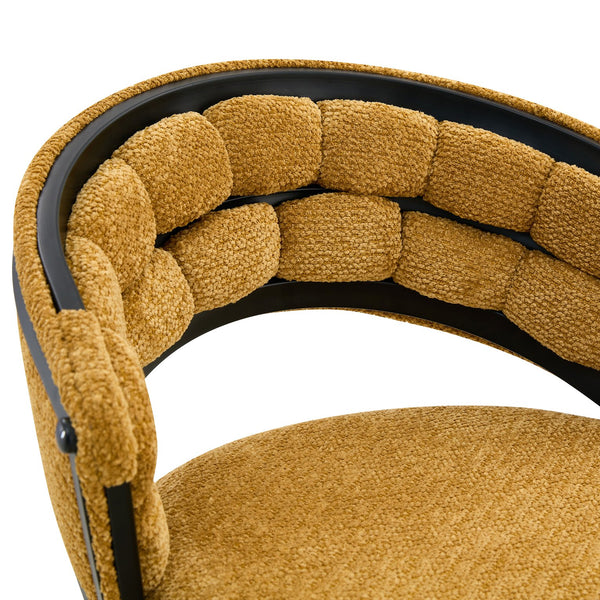 English Elm Set of 2 Chenille Upholstered Counter Stools with Iron Legs for Kitchen Islands Black,Yellow W3875P370852