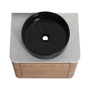 English Elm 24'' Wall-Mounted Bathroom Vanity With Ceramic Sink, Soft-Close Door & Space-Saving Design For Style W999S00396