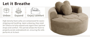 English Elm Round Cloud Sofa Bed Waffle Fabric Memory Foam Convertible Couch for Small Space Living Brown W3224P492001