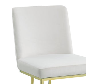 English Elm Zazie White Velvet Side Chair Set of 2 with Gold Finish, Lozenge Back, 4" Cushion, 220lb Capacity B2726P345260