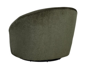 Sunpan Bliss Curvy Contemporary Swivel Lounge Chair in Hunter Green with Stylish Black Steel Base Bergen Olive