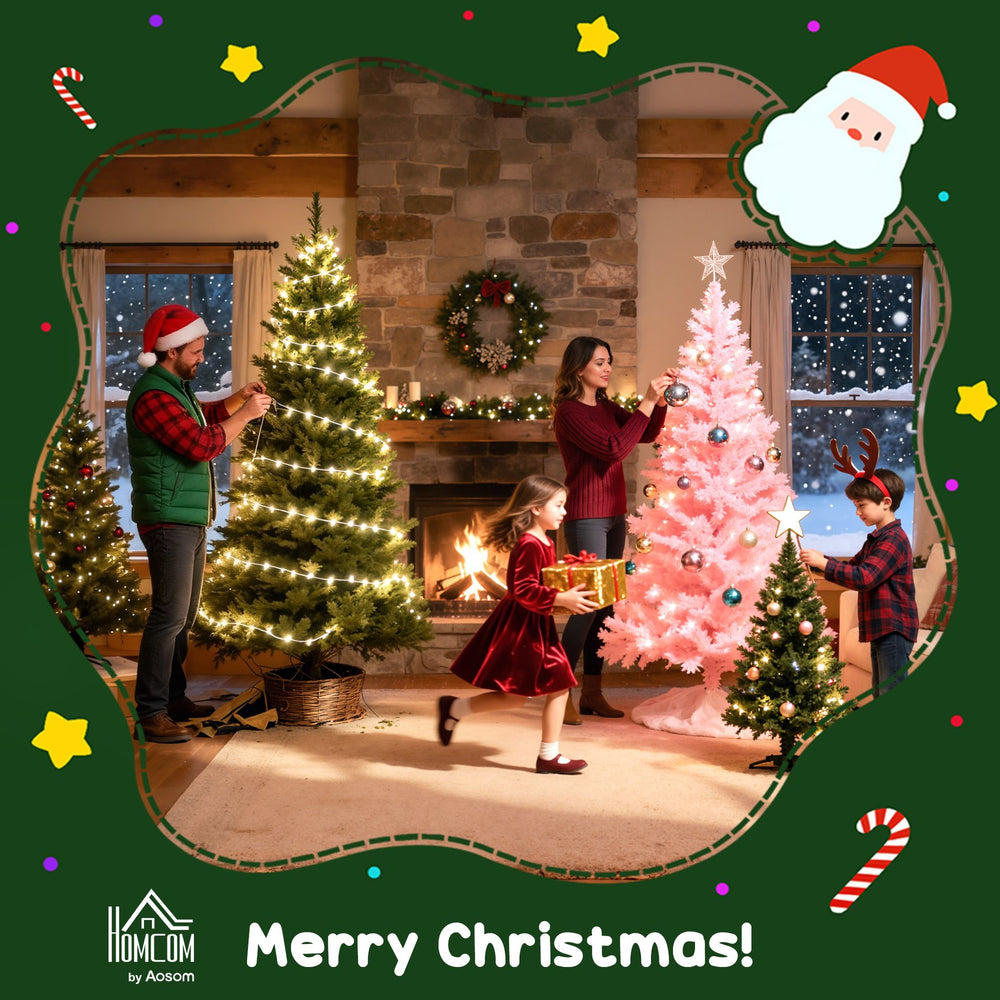 English Elm Homcom 9 Foot Frosted Artificial Spruce Tree with 2514 Flocked Tips Easy Setup W2225P485606