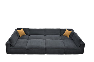 English Elm Coffee Bean Textured Upholstery Modular Sectional Low Profile Sofa with Toss Pillows Dark Gray B2748S00082