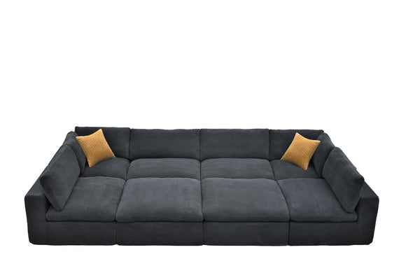 English Elm Coffee Bean Textured Upholstery Modular Sectional Low Profile Sofa with Toss Pillows Dark Gray B2748S00082