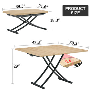 English Elm Modern Lift Top Multifunctional Table Mfc Surface Black Metal Legs Small Space Desk W1151P149702