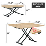 English Elm Modern Minimalist Multifunctional Lift Table With 0.8-Inch Mfc Tabletop and Black Metal Legs, Can Be Used As Dressing Table, Coffee Table, Dining Table, and Office Desk. Lt-10055