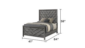 English Elm Denver Modern Twin 5-Piece Bedroom Set in Gray — Contemporary Wood Bed, Nightstand, Dresser, Chest & Mirror (Coordinated) B009S02018