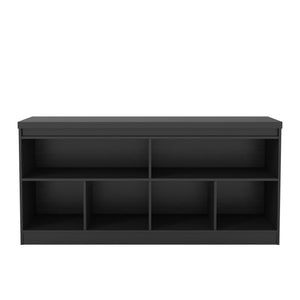 English Elm Sideboard Matte Black Four Door Storage Cabinet for Dining Room or Entryway B365P415822