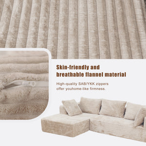 English Elm Cloud Plush Sectional Sofa L-Shape Chaise, CertiPUR-US Foam, Machine Washable Corduroy, Stain-Resistant Comfort W3341P346290