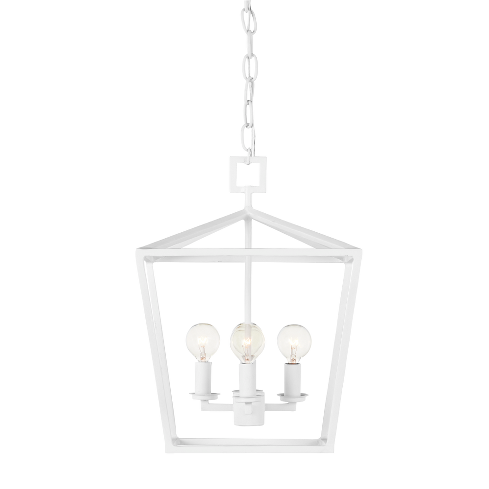 Denison Medium White Lantern - Elegant Hammered Wrought Iron Fixture for Modern Home Décor