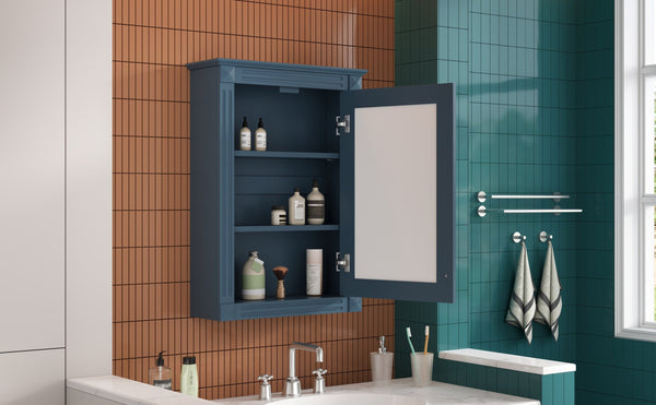 English Elm 20" Wall Mount Medicine Cabinet Mirrored Door Soft Close Adjustable Shelf Bathroom N710P317680C