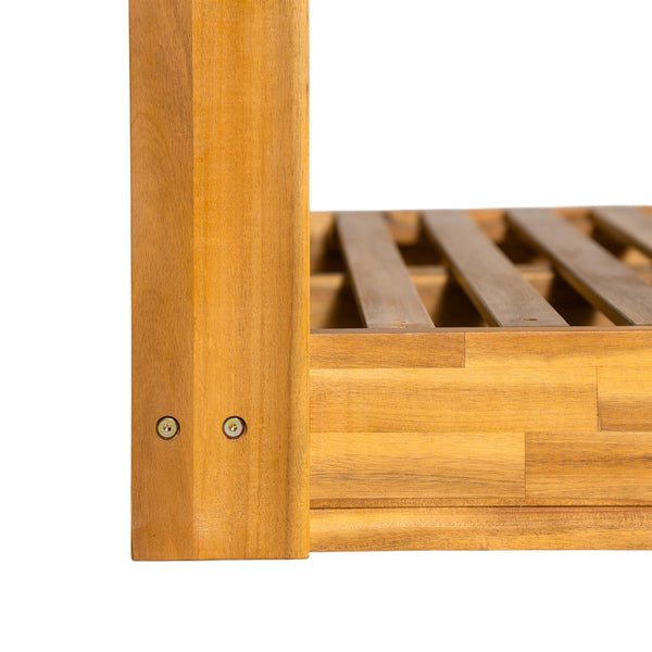 English Elm TOPMAX Acacia Wood Twin Porch Swing Bed Frame with High Back, 350lb Capacity & 118" Hemp Ropes Natural N717P265795A