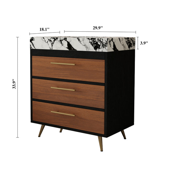 English Elm Modern Freestanding Vanity with Sintered Stone Top Ceramic Sink and Gold Steel Legs W3136S00054