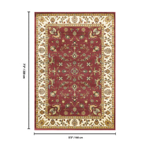 English Elm Classic Traditional All-over Pattern Area Rug in Deep Red for Living and Dining Rooms B186P452255