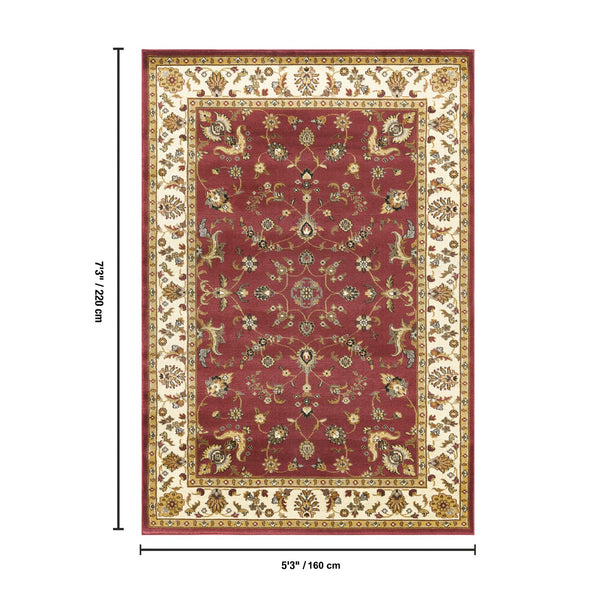 English Elm Classic Traditional All-over Pattern Area Rug in Deep Red for Living and Dining Rooms B186P452255