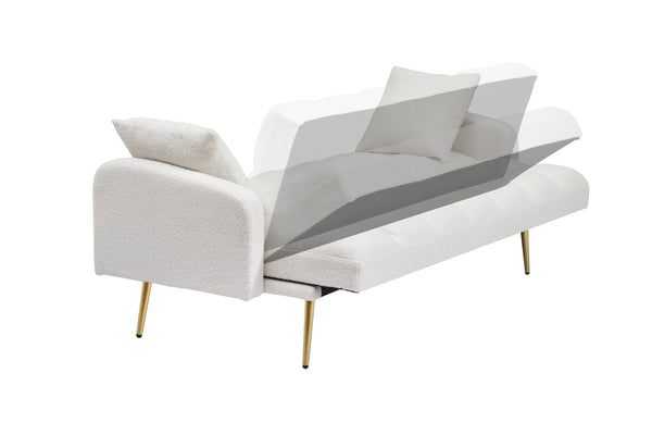 English Elm 69 Convertible Sofa Bed for Small Spaces 69-Inch Fabric Futon with Solid Wood Frame, Comfort Seat Beige W3356P298519