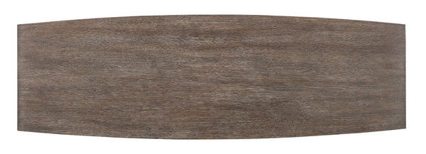 Hooker Furniture Modern Mood Accent Console With Wire-Brushed Oak Veneer And Metal-Wrapped Circular Base, Sculptural Statement Medium Brown 6850-85004-89