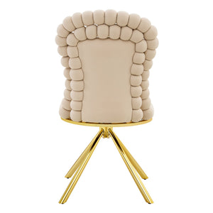 English Elm Set of 2 Sculptural Bubble Back Velvet Dining Chairs with Electroplated Metal Legs Beige,Gold W1512P491562