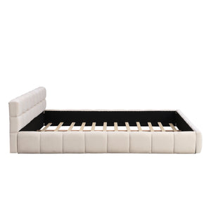 English Elm Christopher Knight Home® - Elegant Beige Chenille Upholstered King Bed With Checkerboard Headboard For Timeless Style & Comfort N769P264802A