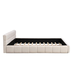 English Elm Elegant Chenille King Bed Geometric Checkerboard Headboard Plush Upholstered Bedroom N769P339029K