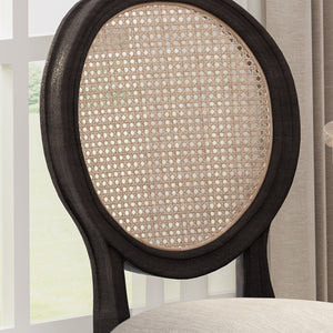 English Elm Christopher Knight Home® - DININGCHAIR Handcrafted Wicker & Fabric Dining Chair Set with Padded Seat, Rubberwood Frame Elegance Beige 65164.00BGE