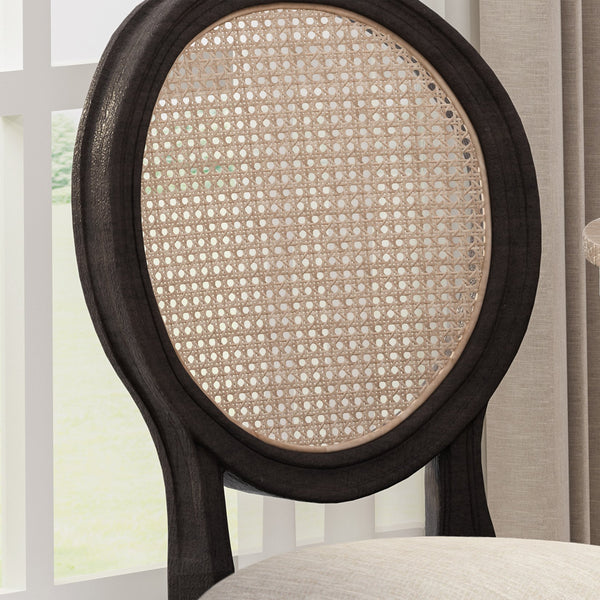 English Elm Christopher Knight Home® - DININGCHAIR Handcrafted Wicker & Fabric Dining Chair Set with Padded Seat, Rubberwood Frame Elegance Beige 65164.00BGE