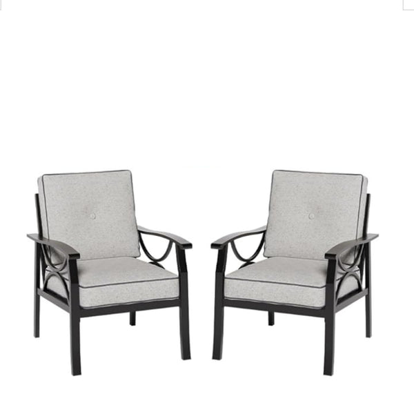 English Elm 8-piece Outdoor Conversation Set 9 Seat Steel Patio Sofa with Thick Cushions Tables Grey+Black B082S00130