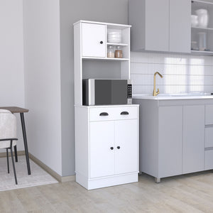 English Elm Albany Multicolor Kitchen Pantry with 3 Doors, Drawer, Adjustable Shelves & Microwave Top Surface B070P188856