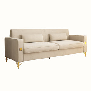 English Elm FX-P18-BK(sofa)Luxury Soft Faux Sherpa Sofa with Gold Accents, Removable Cushions, Modern Chic Design Beige W57649843