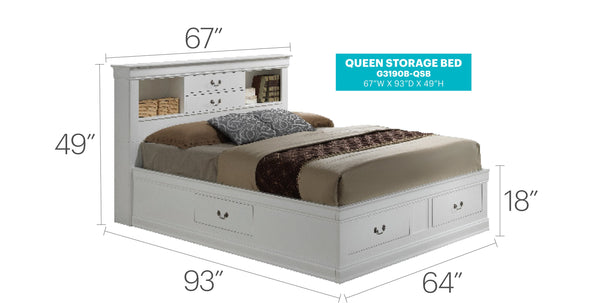 English Elm Elegant White Storage Bed With Classic Design, Easy-Access Drawers, And Timeless Appeal For All Rooms B078S00372