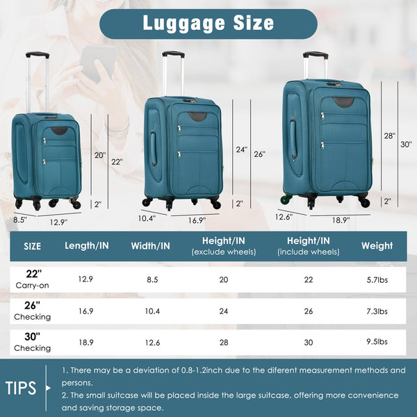 English Elm Softside Expandable Spinner Luggage Set with Tsa Lock Duffel Polyester Travel Green N732P201004F