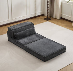 English Elm Compression Mahjong Sofa Bed - Stylish Modular Floor Seating, Soft Fleece, No Assembly, Dark Grey W3723P377151