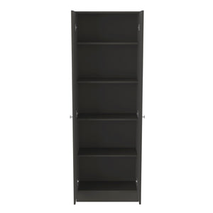 English Elm Multistorage Tall Matte Black Cabinet with Five Shelves for Pantry or Utility Spaces B097132946