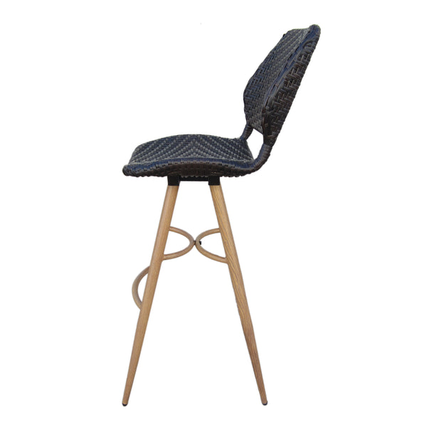 English Elm Christopher Knight Home® - LARYN Outdoor Wicker Barstools - Set of 2 Multibrown Seats with Wood-Finish Metal Legs, Durable Patio Seating 62619.00MBRN